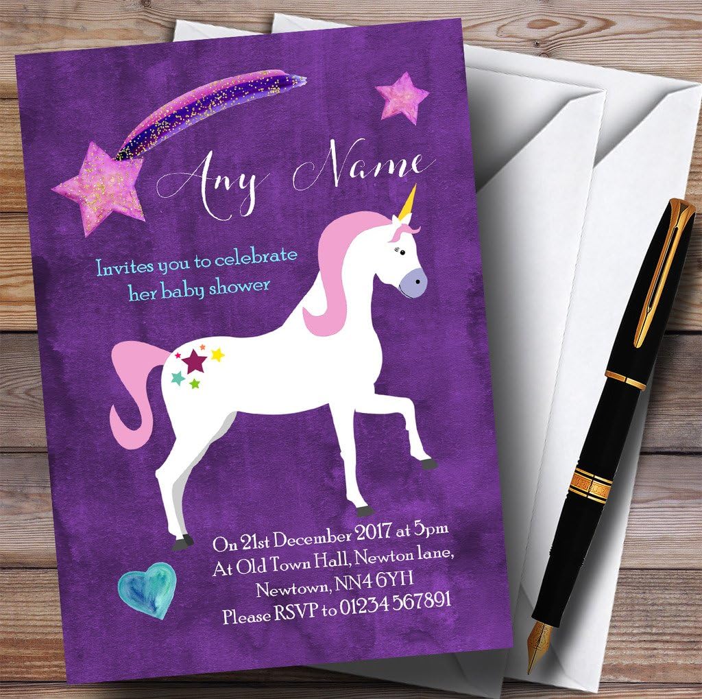 Purple Unicorn Invitations Baby Shower Invitations