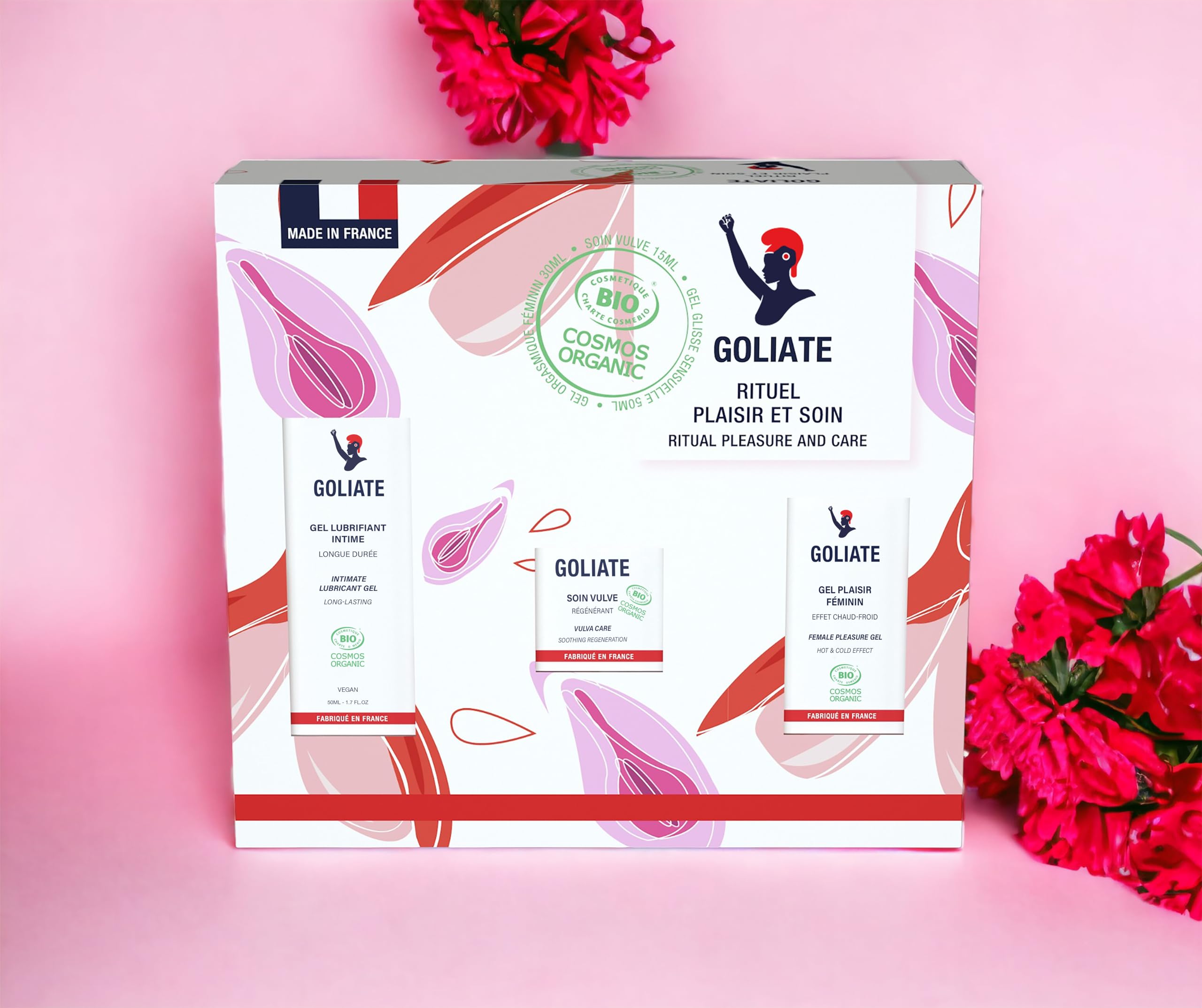 GOLIATE - Cofanetto Regalo Rituale Cura I Gel lubrificante intimo all'acqua - Balsamo Cura vulva - Gel femminile I Bio, naturale, idratante, made in France