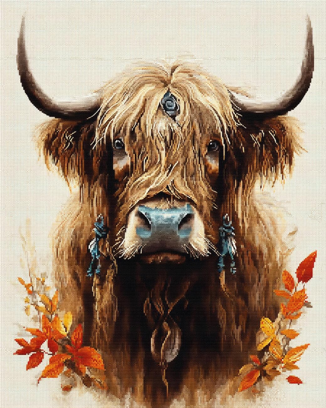 RKFLGEW DIY Embroidery Beads Set Fantasy Highland Cow 50x70cm