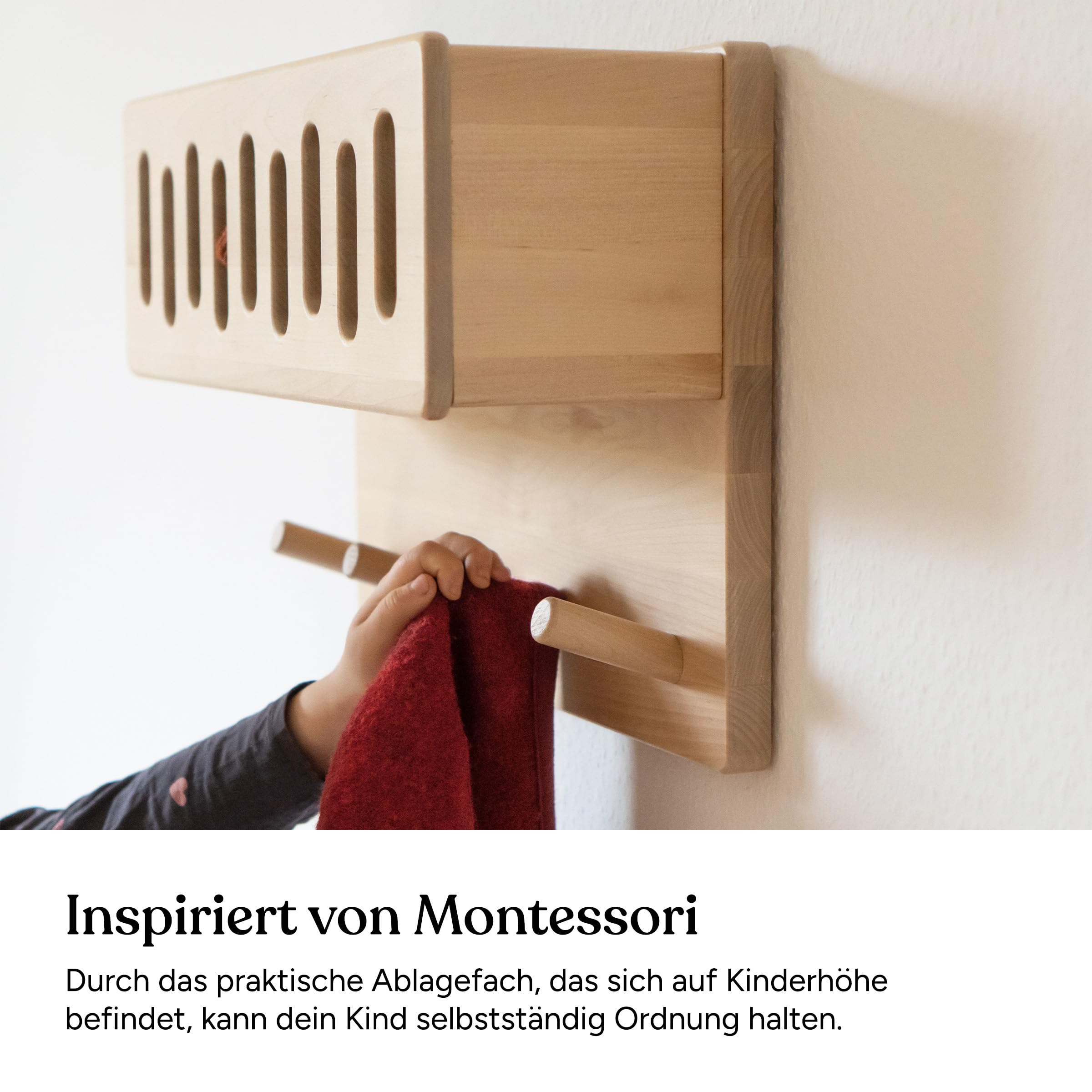 Ehrenkind® Kindergarderobe | Aus robusten Holz | Garderobe Kinder | Klein Weiß mit Sichtfenster | geeignet als Wandregal Kinderzimmer | Kleiderhaken Wand | Kinder Kleiderhaken