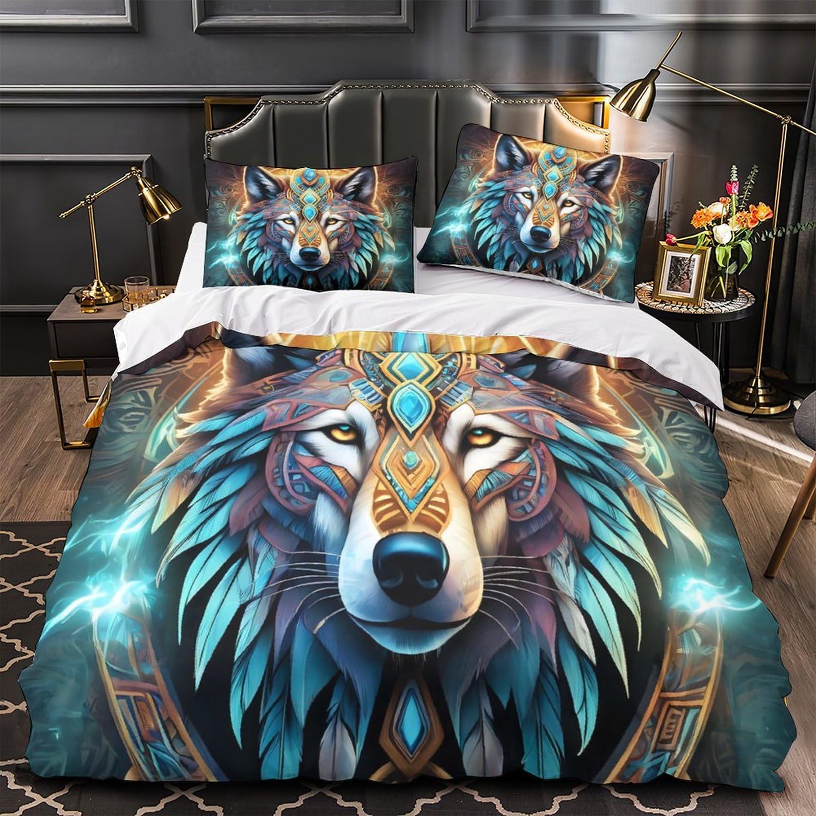 Housse de couette loup 3D douce et saine pour apaiser le sommeil des enfants et adolescents