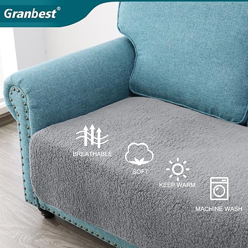 Miniatura 6 de Granbest Fundas de cojín gruesas y súper suaves para sofá de 3 plazas, funda de cojín antideslizante para sofá de 3 plazas, funda de cojín para