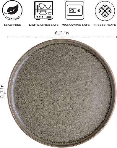 Miniatura 2 de AmorArc Juego de 4 platos de cerámica para ensalada, juego de 4 platos reactivos de esmalte mate de 8.0 pulgadas, postre, ensalada, aperitivo, plato