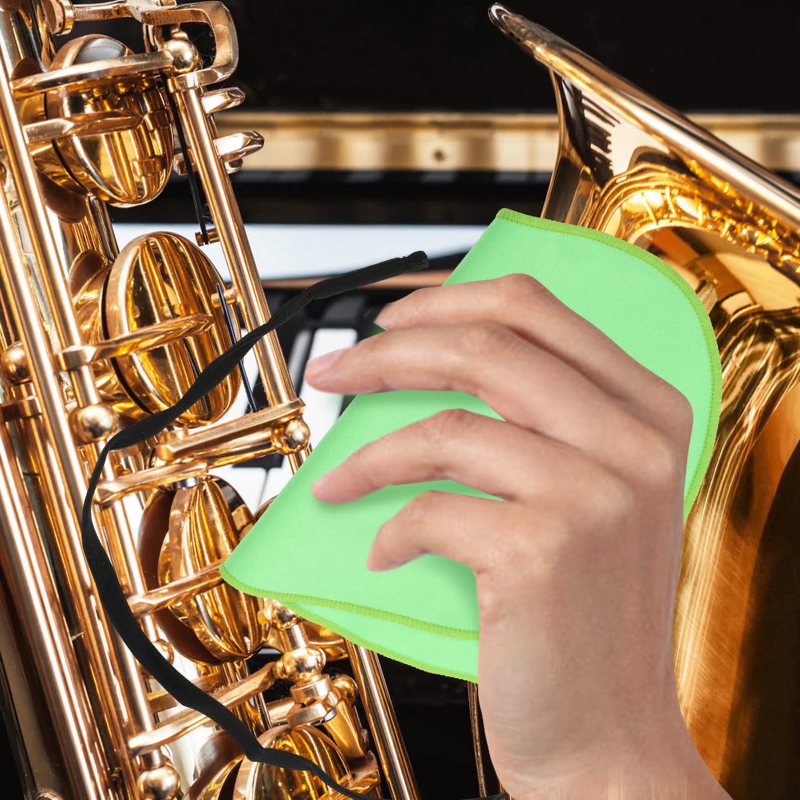 SUPVOX Saxophone Cleaning Cloth Soft Wiping Cloth for Clarinet Flute and Sax Inside Tube Cleaner Practical Wind Instrument Maintenance Tool Green - Image 3