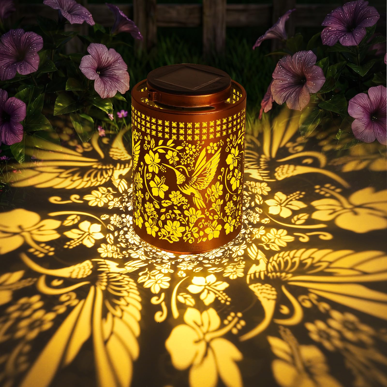 Birthday Gifts for Women Mom Grandma, Hummingbird Solar Lanterns Outdoor Waterproof, Hanging Solar Lights for Yard, Patio, Porch, Garden Decor