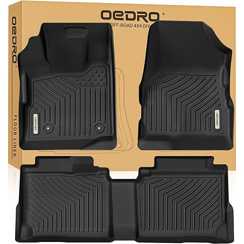 OEDRO Floor Mats Fit for 2010-2017 Chevrolet Equinox/2010-2017 GMC Terrain, All-Weather Car Floor mats TPE Custom Fit Front & 2nd Seat 2 Row Liner Set, Black