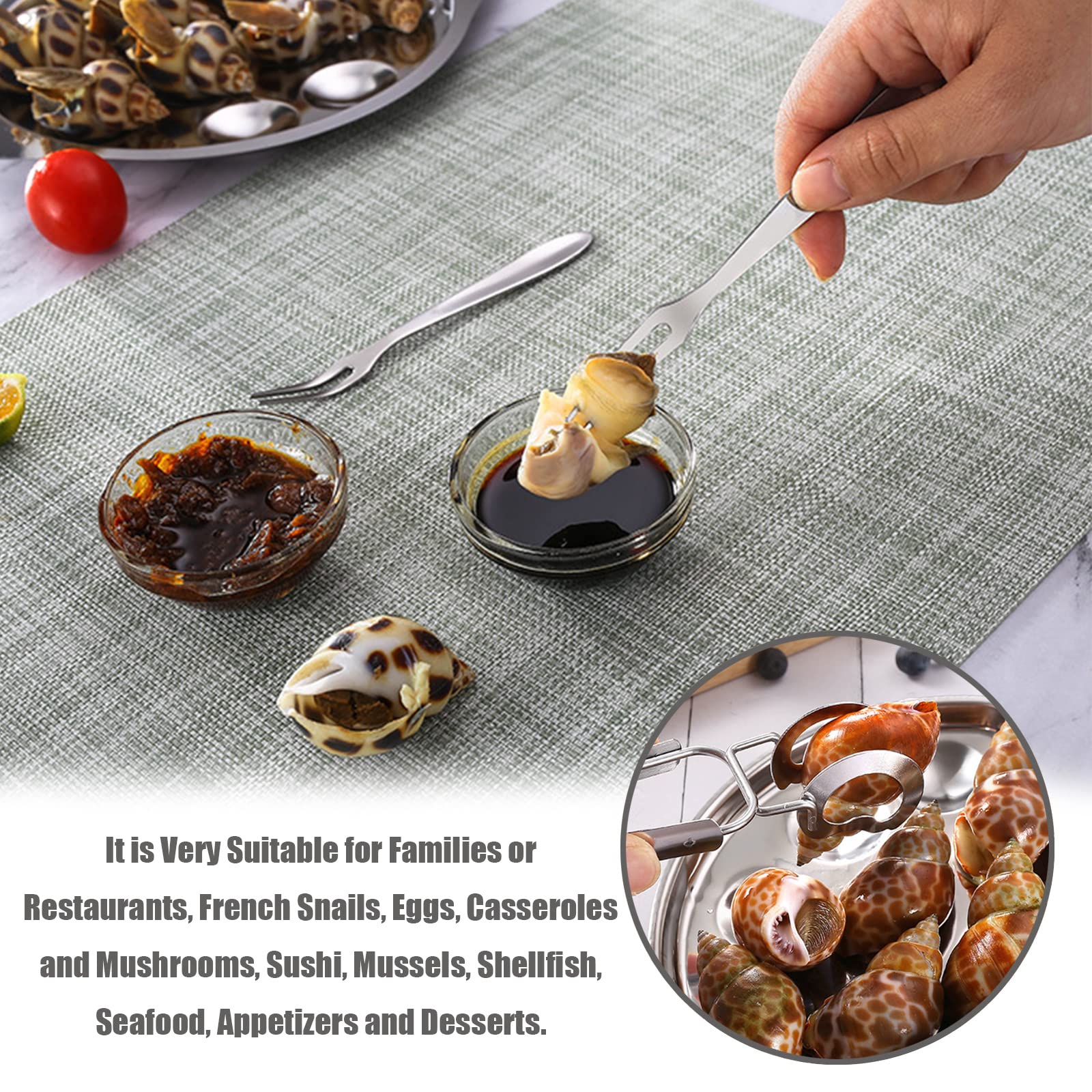 Set 3 Pezzi Per Lumache - Piatti Con Forchetta E Pinze In Acciaio Inox Per Ristorante E Casa - Foto 5