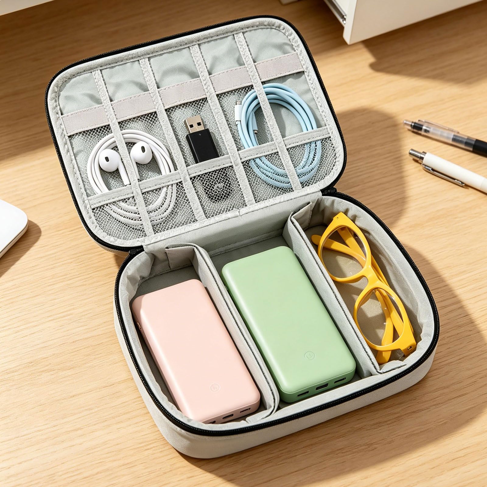 Borsa leggera Tasche portaoggetti a scomparti multipli Realizzata in custodia da trasporto in tessuto nylon Ideale per borsa per accessori