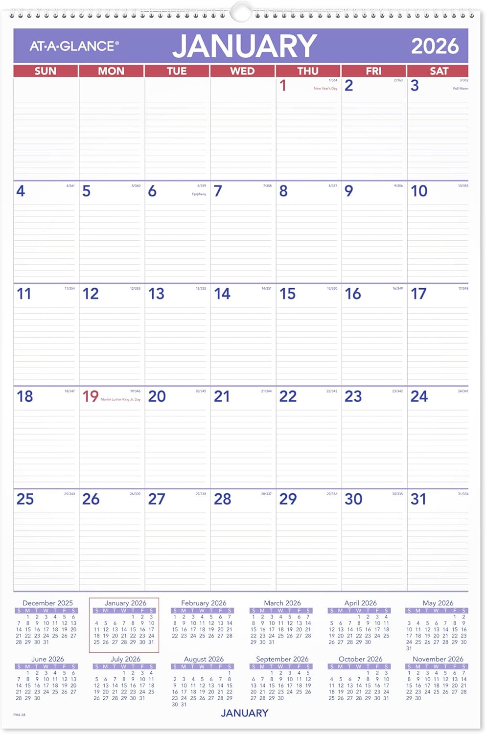 AT-A-GLANCE 2026 Wall Calendar, 20" x 30", Extra Large (PM42826) 2026 New Edition 20"W x 30"H