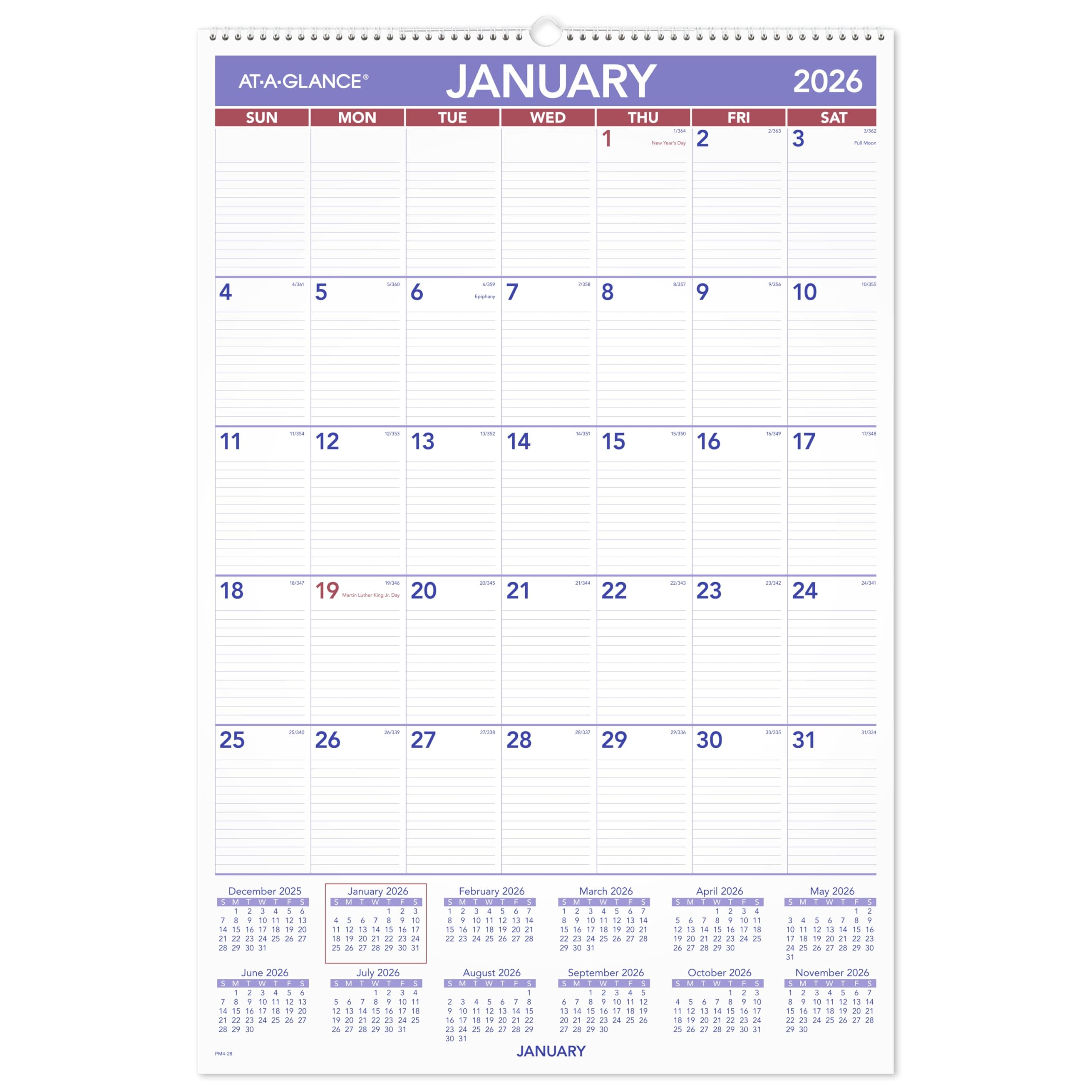 AT-A-GLANCE 2026 Wall Calendar, 20" x 30", Extra Large (PM42826)