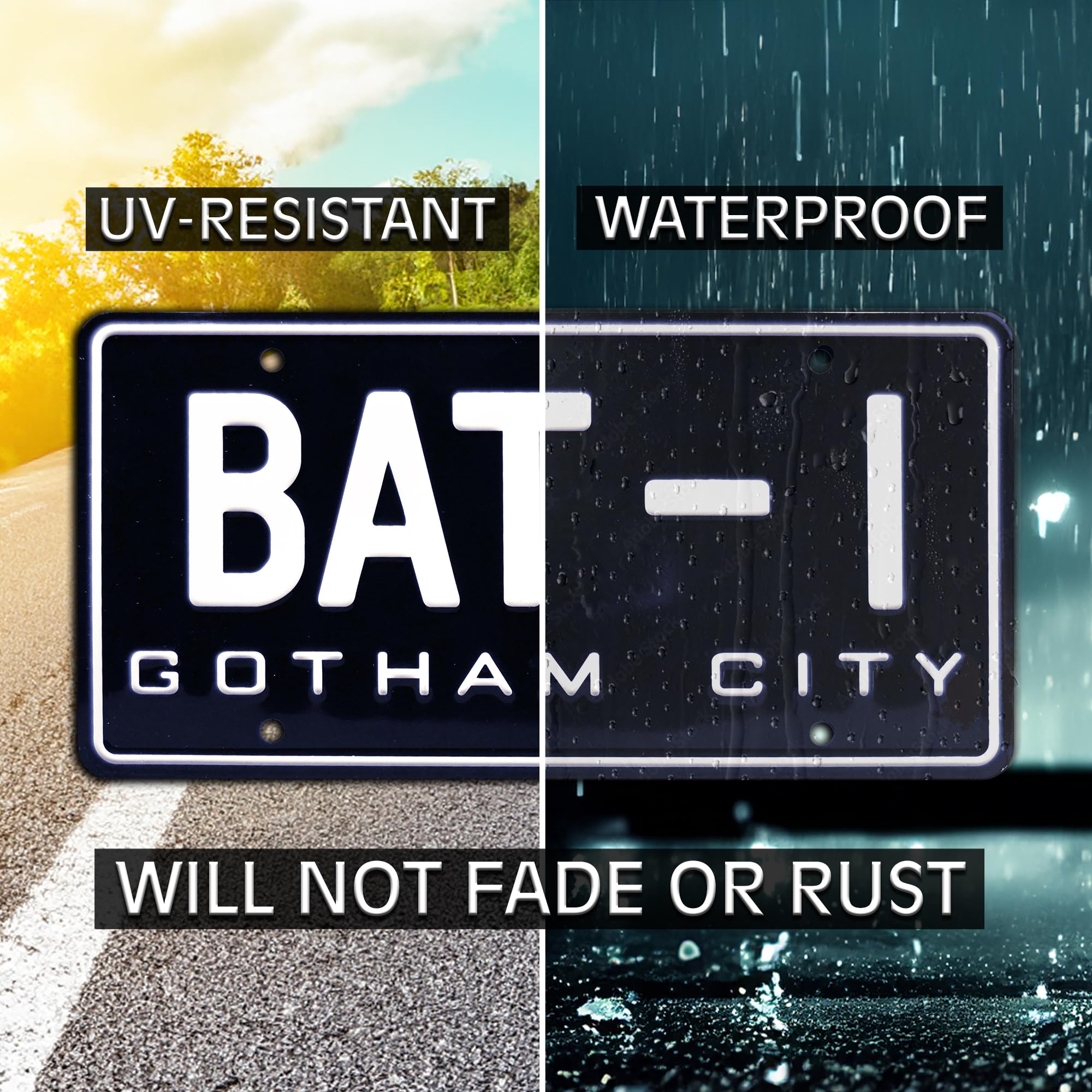 BAT-1 | Metal Stamped USA Size License Plate