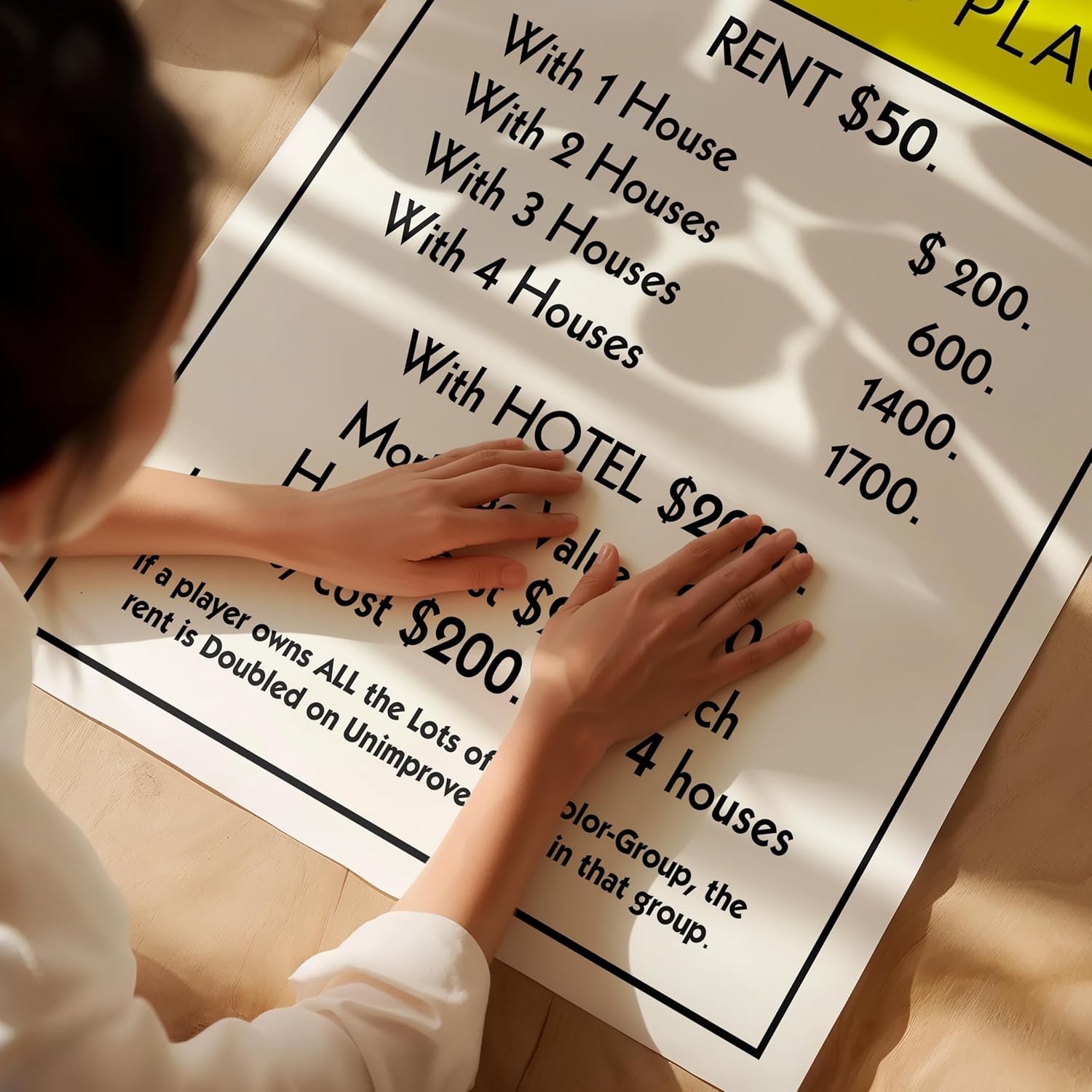 Custom Name - Monopoly Poster Wall Art - Retro Modern Board Game Wall Decor, Premium Giclee Fine Art Print, Eclectic Collage Aesthetic,Game Room Home Decor, Ready to Frame (8x10, Yellow)