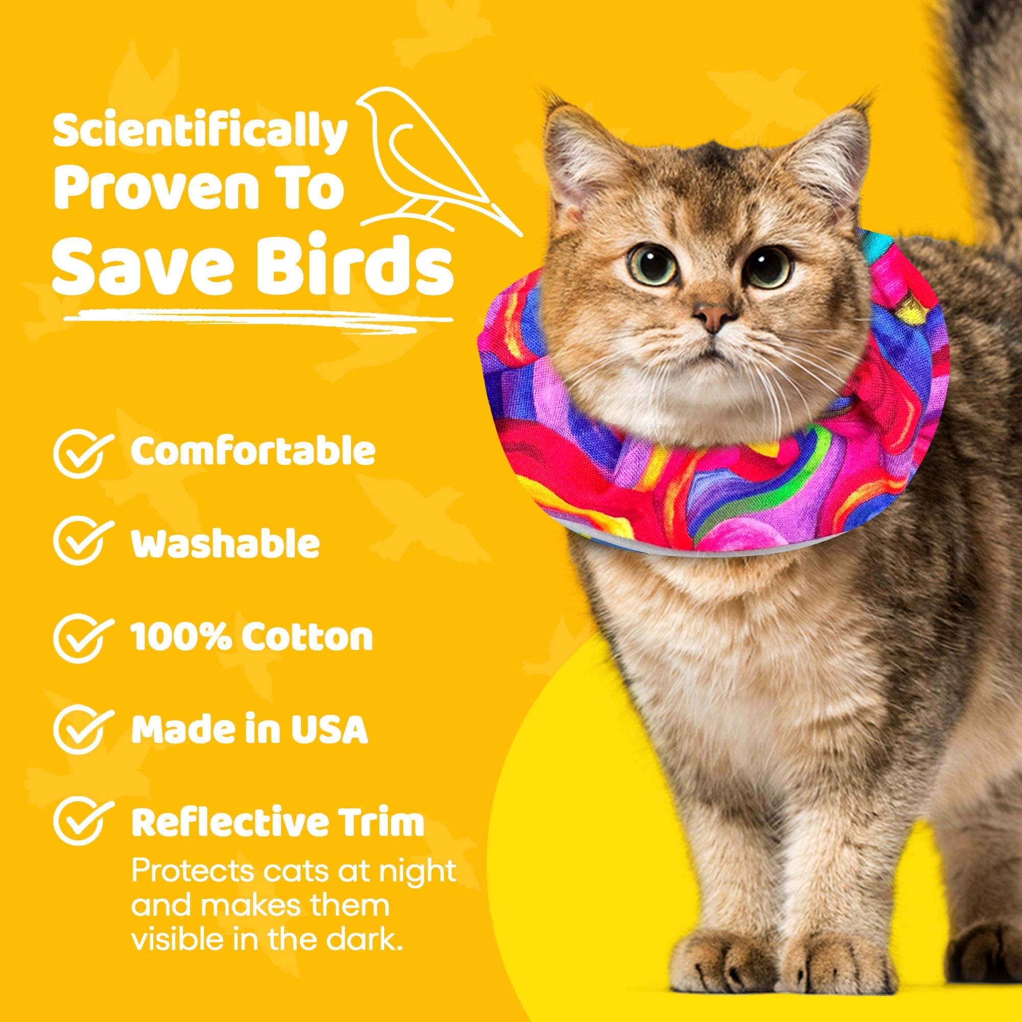 Birdsbesafe® Funda para collar de gato para pájaros, collar de gato con advertencia de pájaros, científicamente probado para ayudar a evitar que tu gato atrape pájaros, 2 fundas para collar de gato y