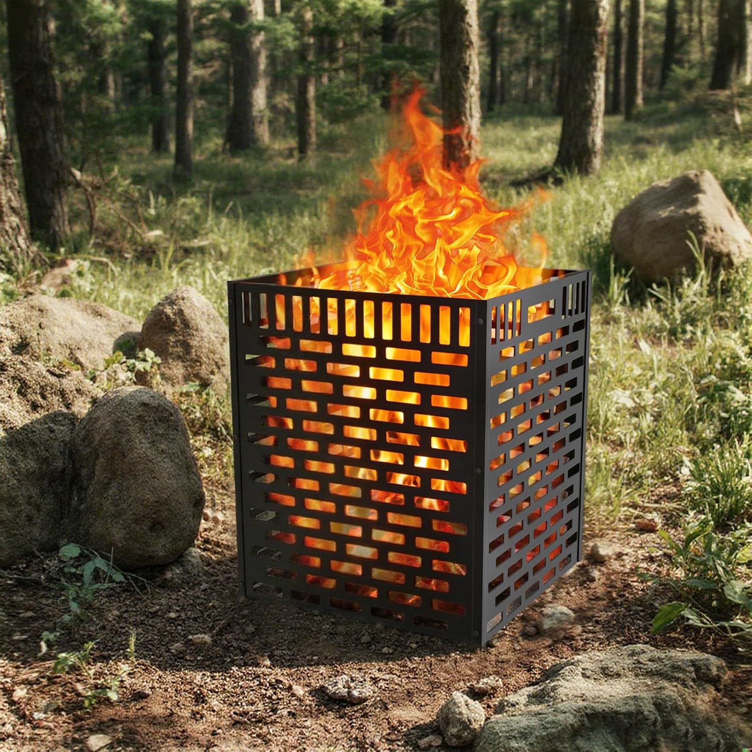 Heavy Duty Burn Barrel – 63 Gallon Outdoor Steel Incinerator Drum with Burn Cage, Rust-Resistant Coating for Yard Waste, Leaves, Paper & Wood Burning