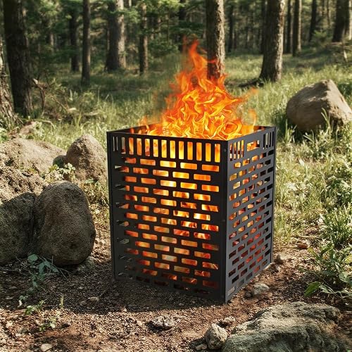 Miniatura 2 de Barril de combustión de 63 galones para residuos de patio, tambor incinerador resistente al aire libre con jaula de quemado, revestimiento