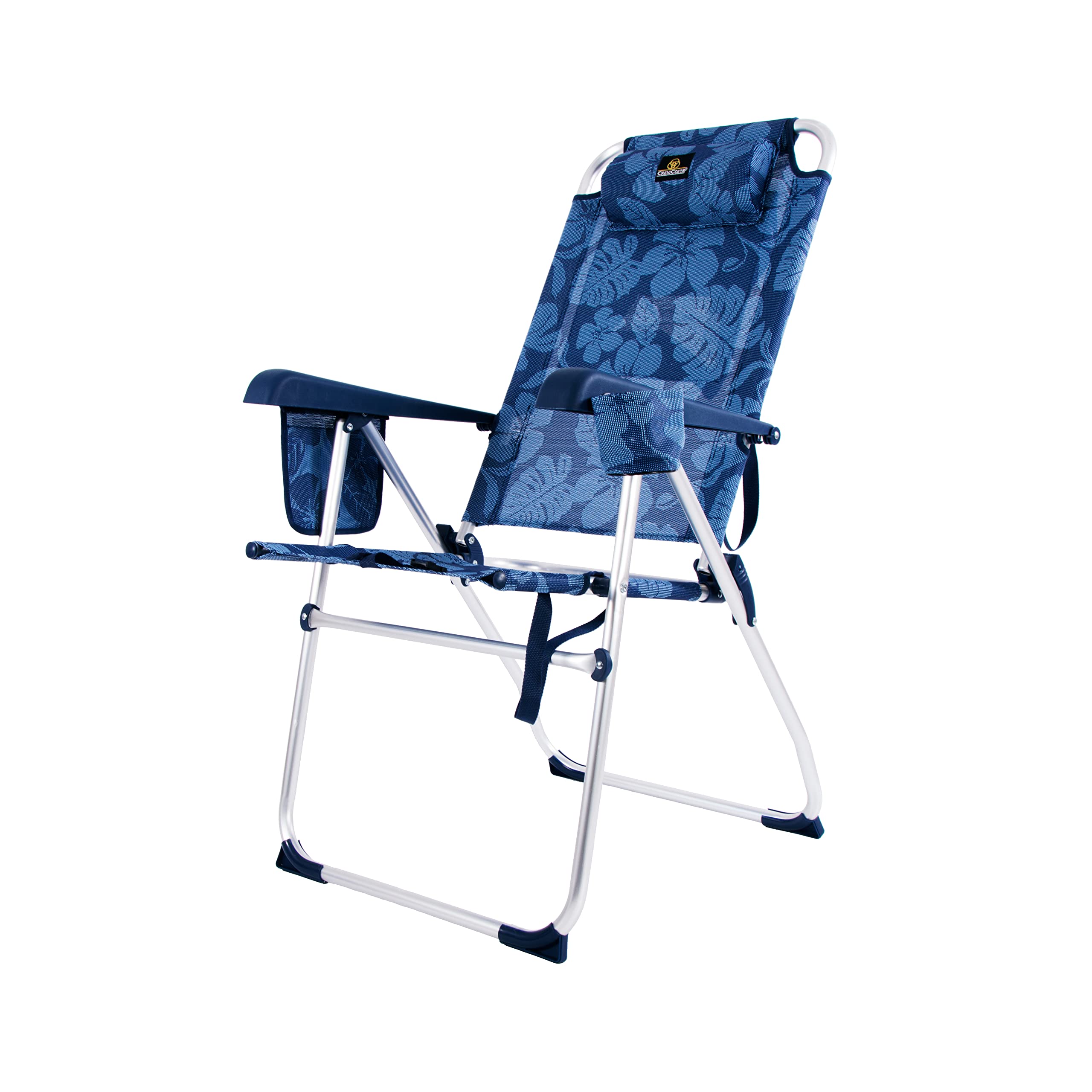 CREVICOSTA QUALITY MARK MARCAS DE CALIDAD Palmera 2081-3. Silla de Playa Plegable con reposabrazos y 8 Posiciones. Portátil por su práctica Bolsa-Mochila (Flowers)