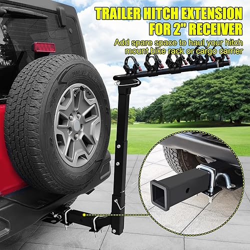 Miniatura 5 de Extensión de enganche de remolque, extensor de tubo receptor de 2 pulgadas, longitud de extensión de 7 pulgadas, con pasador de enganche de 58
