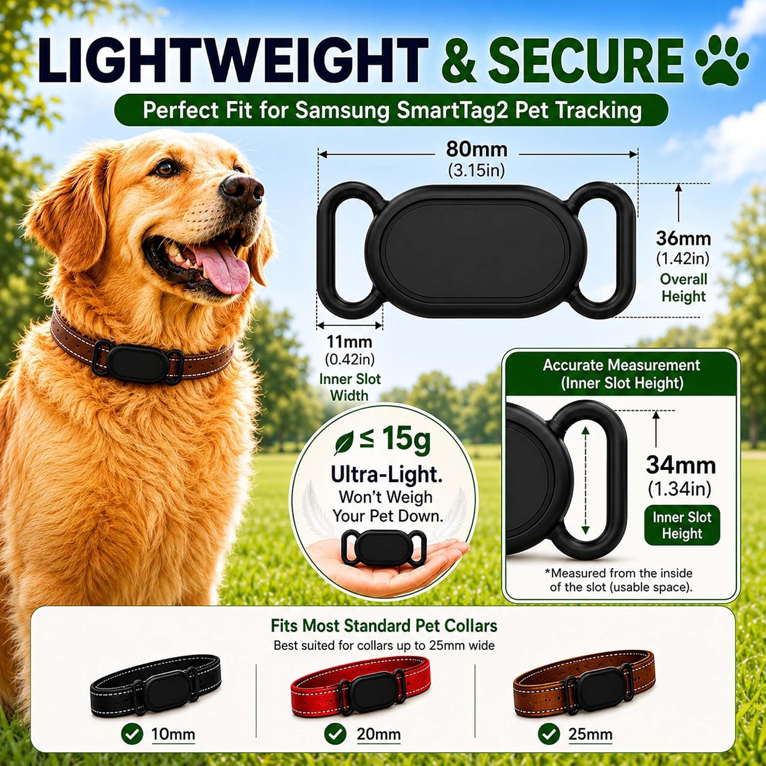 Dog Collar Holder(2 Pack) for Galaxy Smarttag2, Waterproof Silicone Case for Pet Cat, Anti-Lost Scratch Resistant Protective Cover Accessory for Samsung Galaxy Smart tag2 (Black)