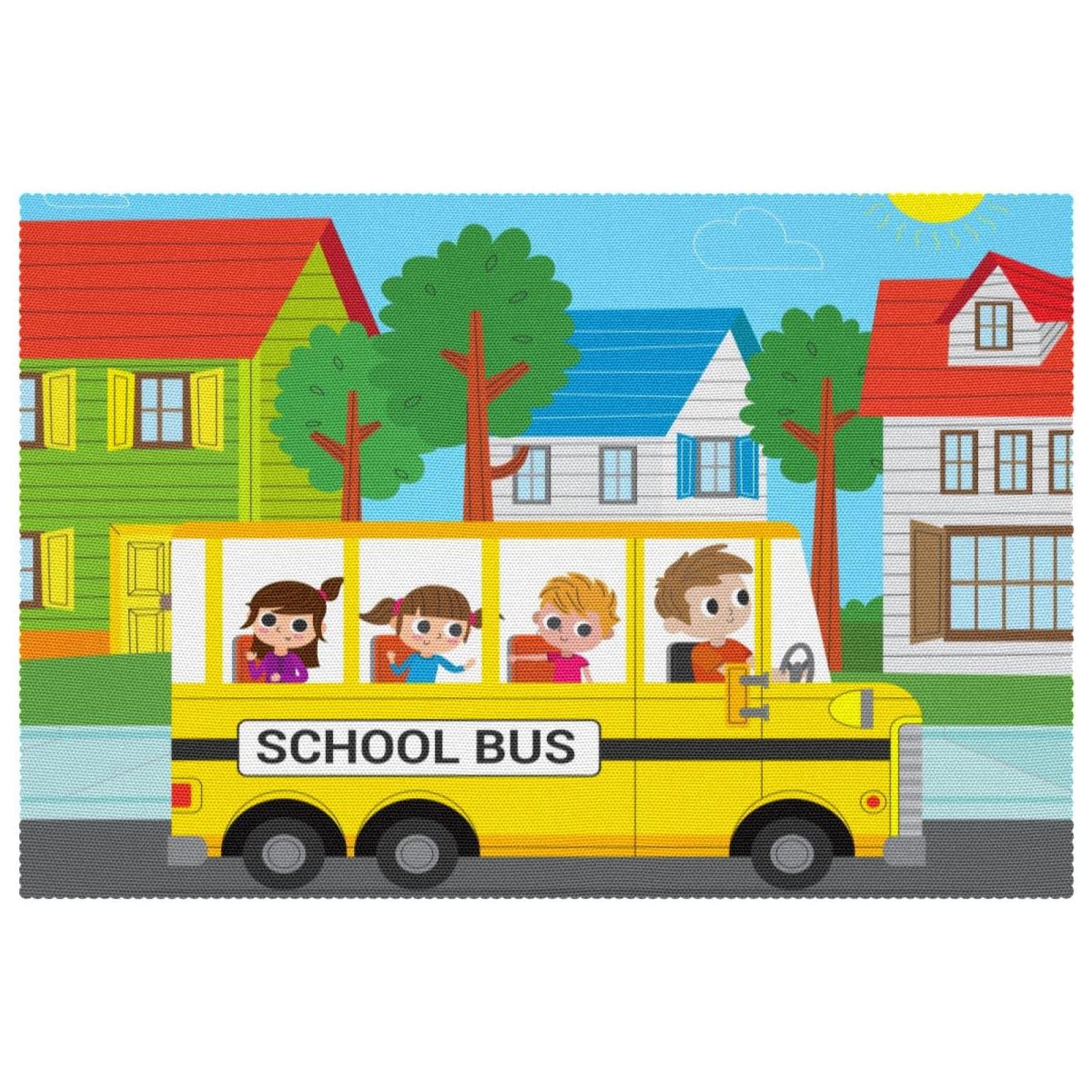 Set de table enfant bus scolaire antidérapant lot de 6 tapis de repas résistant à la chaleur