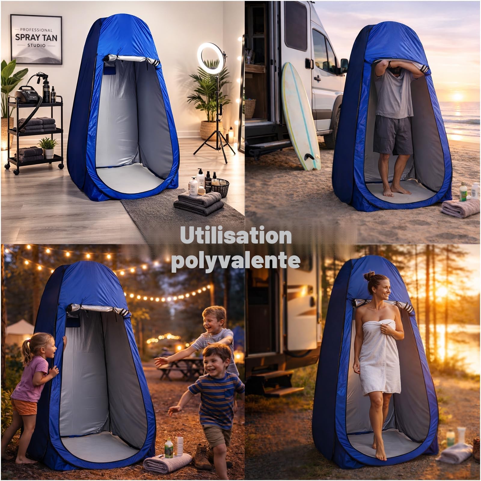 Tente de Douche Pop Up – Tente de Toilette 1 Personne avec Sac de Transport – Légère & Portable – Inclut 4 Sardines, 4 Cordes de Fixation – 190x120 cm – Camping, Plage & Extérieur – Par Campingwise