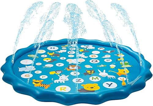 Kiddie - Piscina inflable con 8 aspersores para niños y perros (Piscina familiar con rociadores)