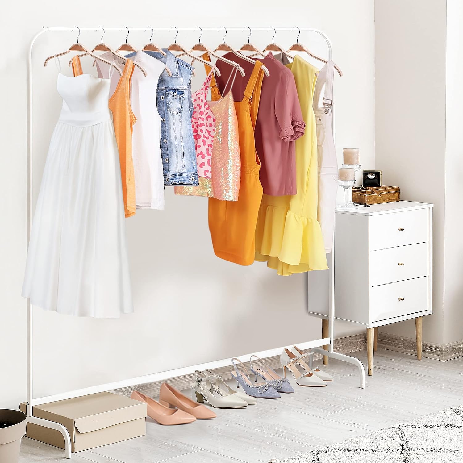 10 Pack Slim Wood Hangers with Non-Slip Soft Rubber Teeth, 360° Swivel Hooks for Sweater Shirts, Pants, Coats & Blouses, Natural Wooden Closet Hangers