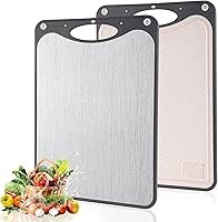 WOJGDPB Titanium Double-Sided Cutting Board - Food-Grade Titanium & Wheat Straw PP, Juice Groove, Easy Clean 15x10 Inch Dark Gray