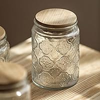 Vista 8 de Tarros de almacenamiento de vidrio con tapa hermética, recipiente de 35 onzas para encimera de cocina con tapa de bambú, azúcar morena, dulces