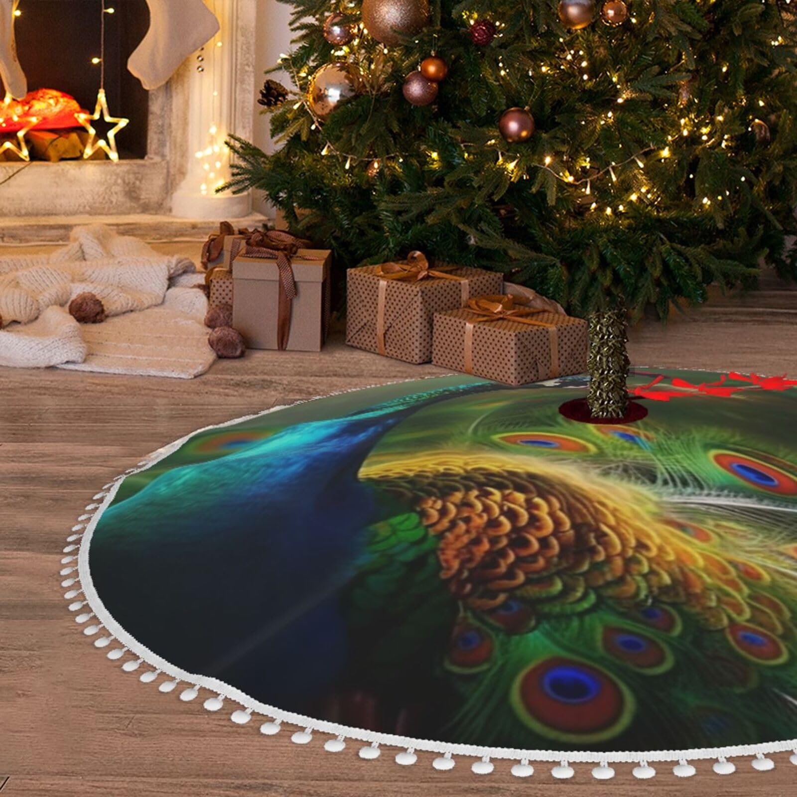 Jupe de sapin de Noël peluche 122cm tapis de sapin de Noël coloré