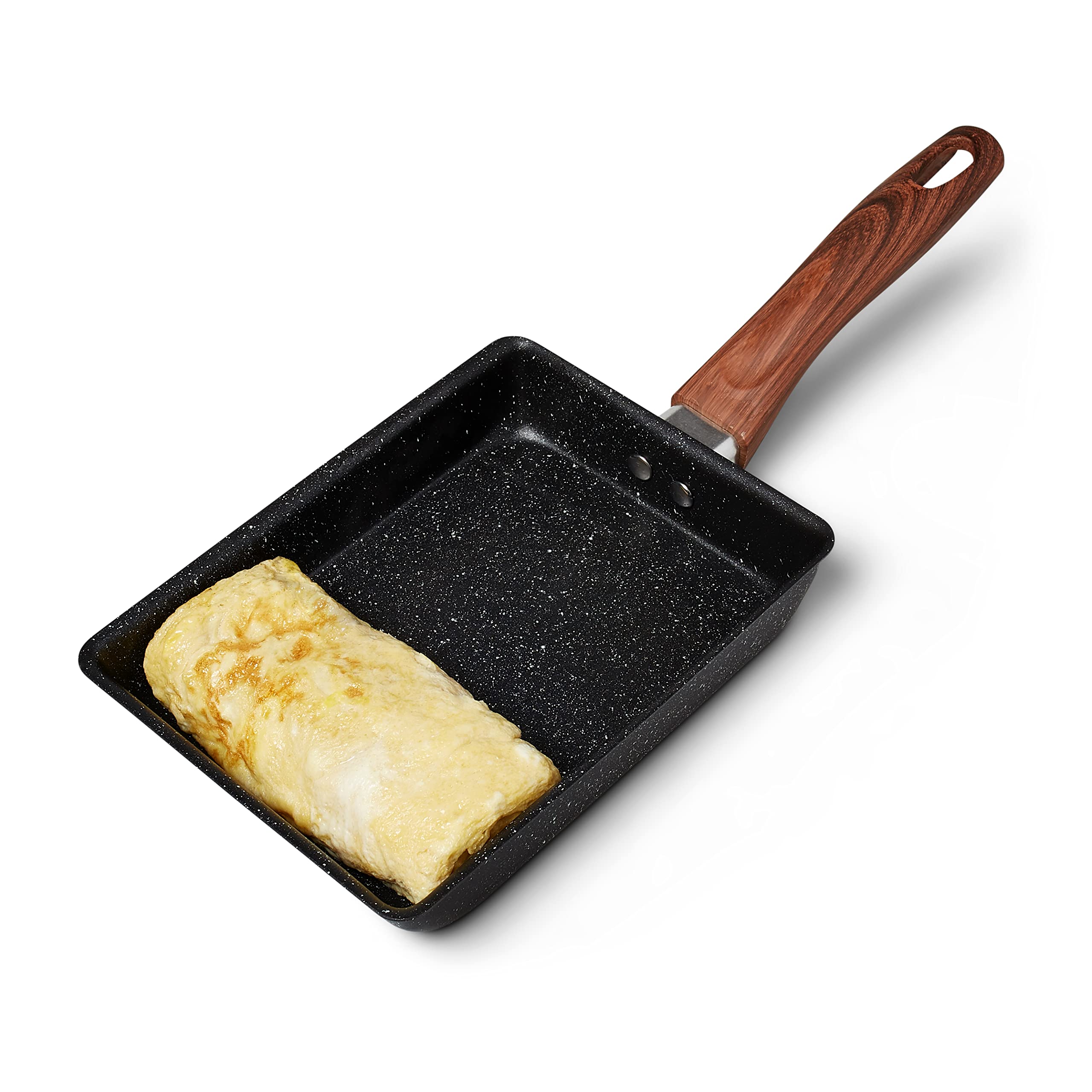 Lavensi - Japanese Tamagoyaki Pan, Egg Pan with Heat-Resistant & Cook-Safe Handle, Nonstick Frying Pan, Curved Edge, Scratch-Proof Bottom, Cooktop Safe, 5 x 7 inches