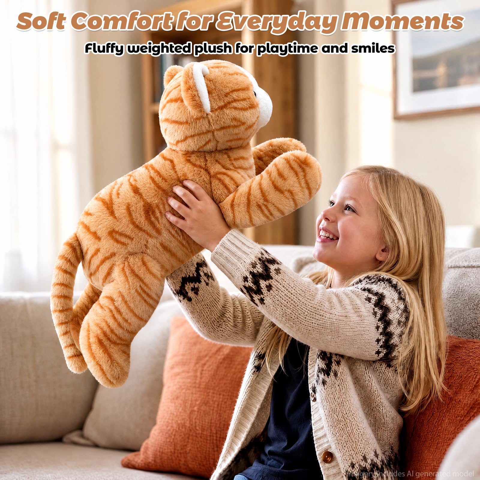 Animales de peluche con peso de gato de 25 pulgadas y 4.4 libras para mayor comodidad, almohadas de peluche suaves para niños, peluches grandes con bolsa de cerámica extraíble, regalos para adultos,