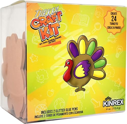 KINREX Manualidades de Acción de Gracias para niños – Pavo para actividades de otoño, juegos de calcomanías de espuma para niños, familia, adultos,