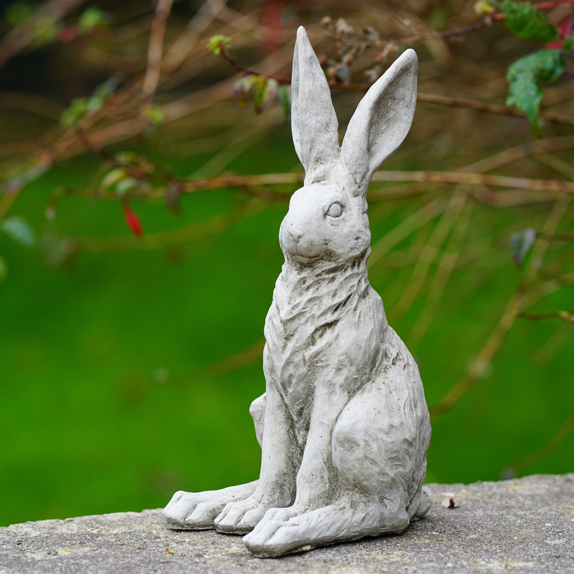 Squatting Hare Stone Statue | Bunny Rabbit Outdoor Garden Ornament British Decor