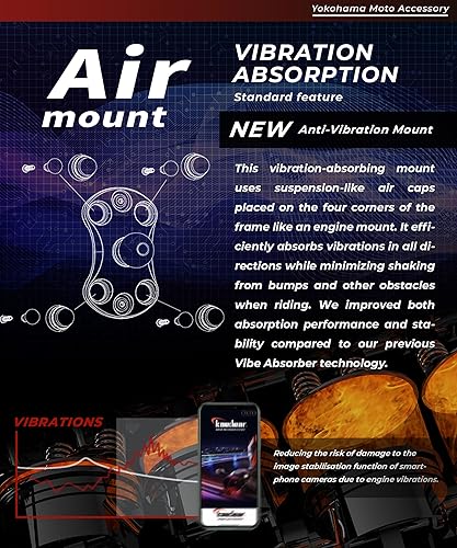 Miniatura 5 de Kaedear KDR-M26C - Soporte para teléfono inteligente para motocicleta, absorción de vibraciones, cuerno de diablo integradomontaje de aire