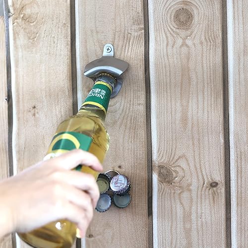 Miniatura 3 de Magnetic Wall Mounted Beer Bottle Opener Stainless Steel with Magnetic Cap Catcher (Brushed Silver)
