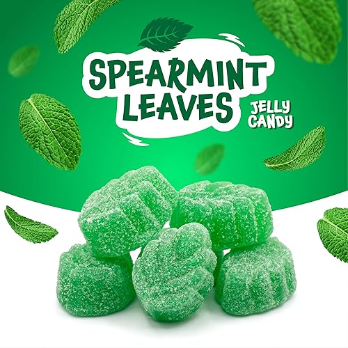 Miniatura 5 de Caramelos de hojas de menta verde  Bolsa a granel de 2 libras  Caramelos de menta verde con textura suave masticable  Gelatina de menta  Gomitas
