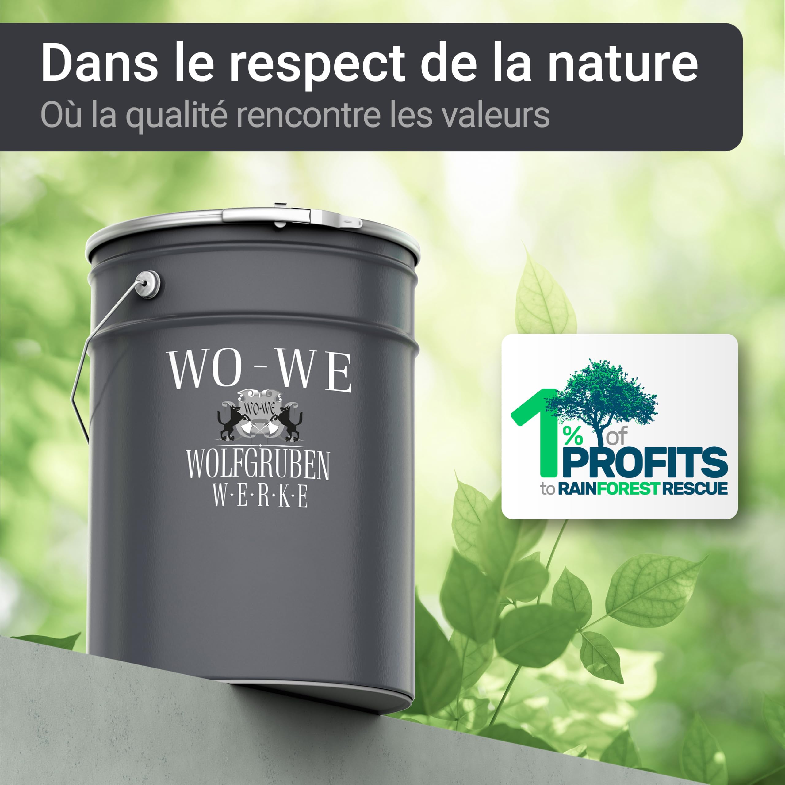 WO-WE Peinture métal MAT 3 en 1 anti-corrosion fer, acier W909 - Noir 5L