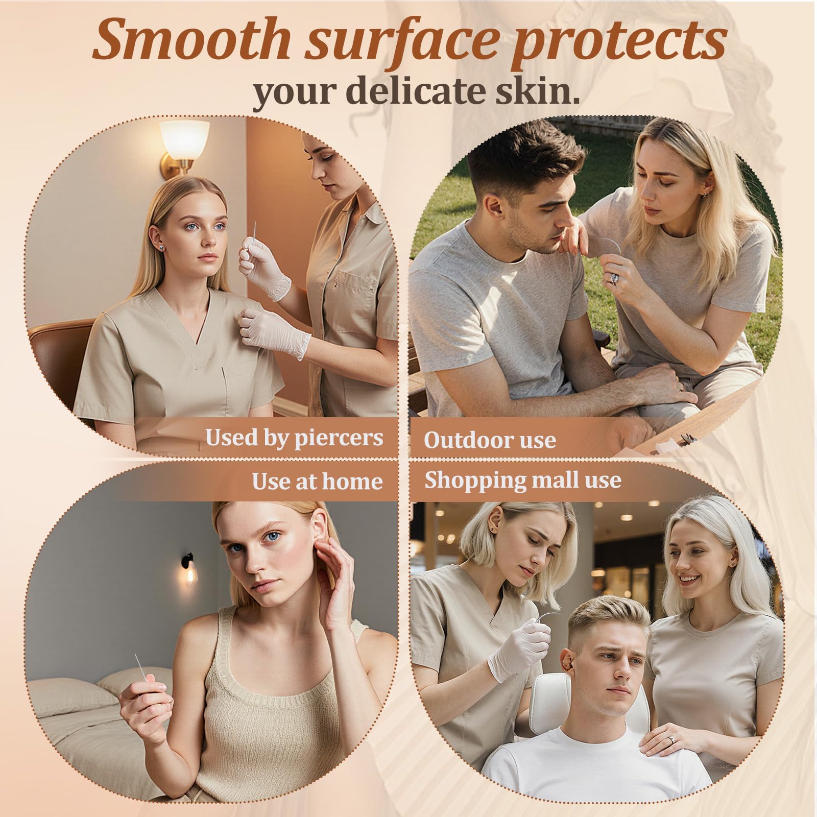 Piercing Taper Tool 18Pcs - 14G, 16G, 18G, 20G, Straight, Curved Needles - Piercing Insertion Tool Set for Nose Studs, Lip Rings, Earring - Changing Tool for Piercings