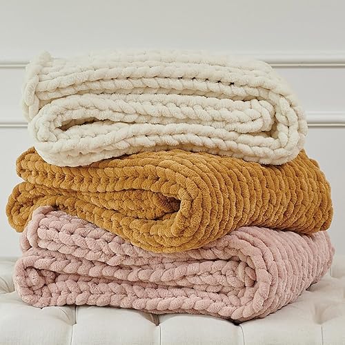 Miniatura 7 de Manta de punto grueso recientemente mejorada, versión más apretada, hecha a mano de chenilla, súper suave, manta de punto trenzado de hilo grueso