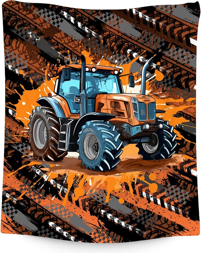 Blanket for Kids Tractor Throw Gifts - 50x60 Inch Cozy Soft Fleece Blankets for Boys Teens