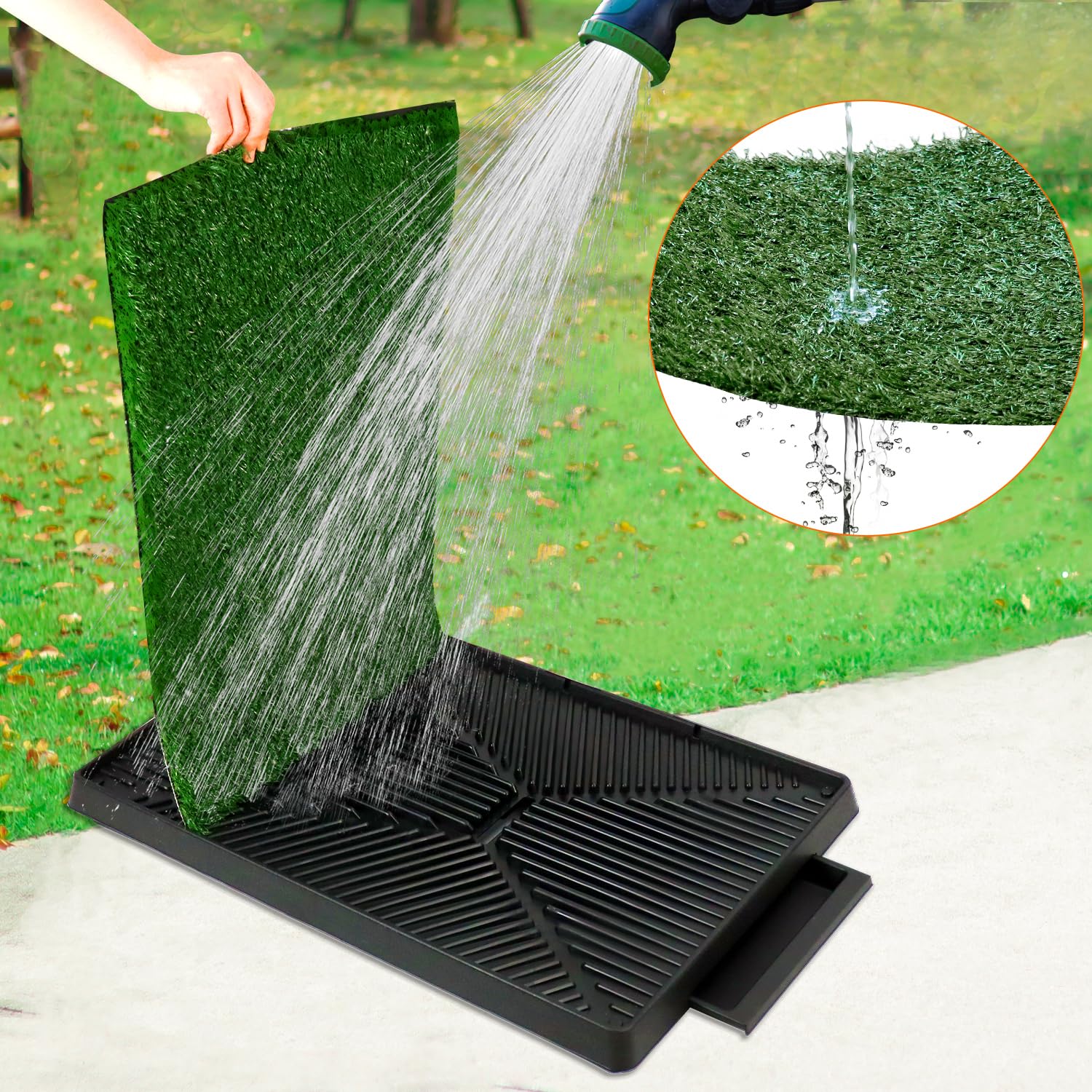 QWORK® 76 x 51 cm Inodoro Perros con Césped Artificial, Fácil de Limpiar, para Entrenamiento de Cachorros y Perros Ancianos