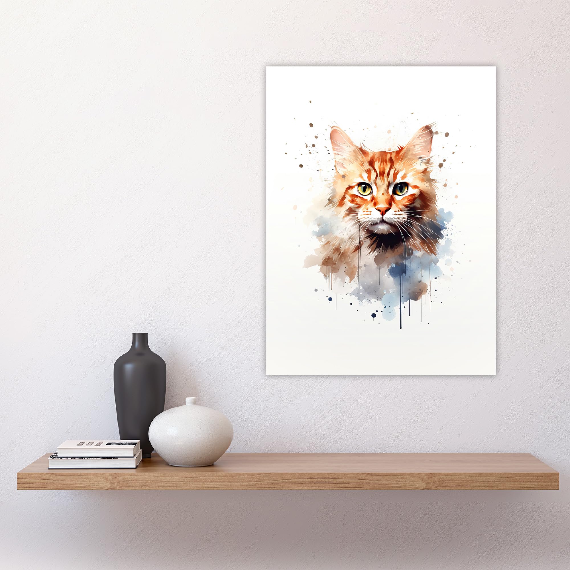 Artery8 Ginger Orange Cat Lovers Gift Watercolour Pet Portrait Painting Artwork Large Wall Art Poster Print Thick Paper 18X24 Inch - Image 4