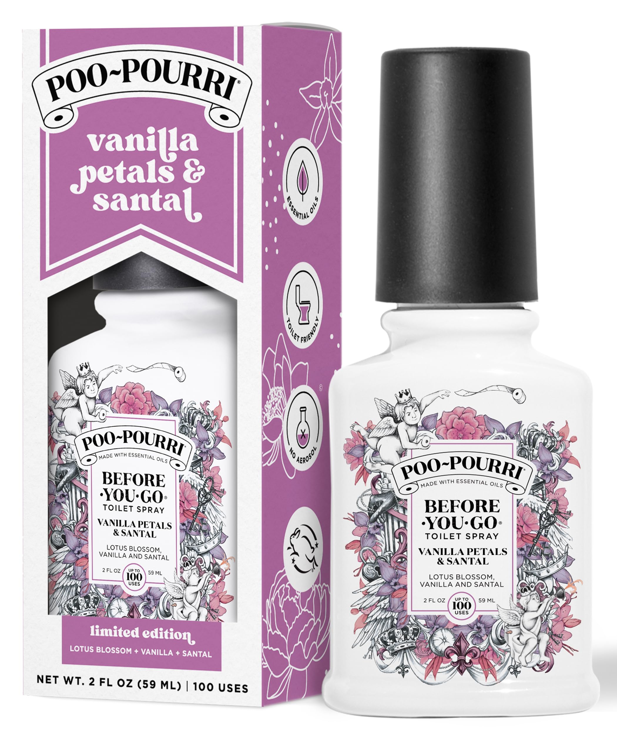 poo-pourri before-you-go toilet spray vanilla petals amp santal 2 fl oz - lotus lily and vanilla