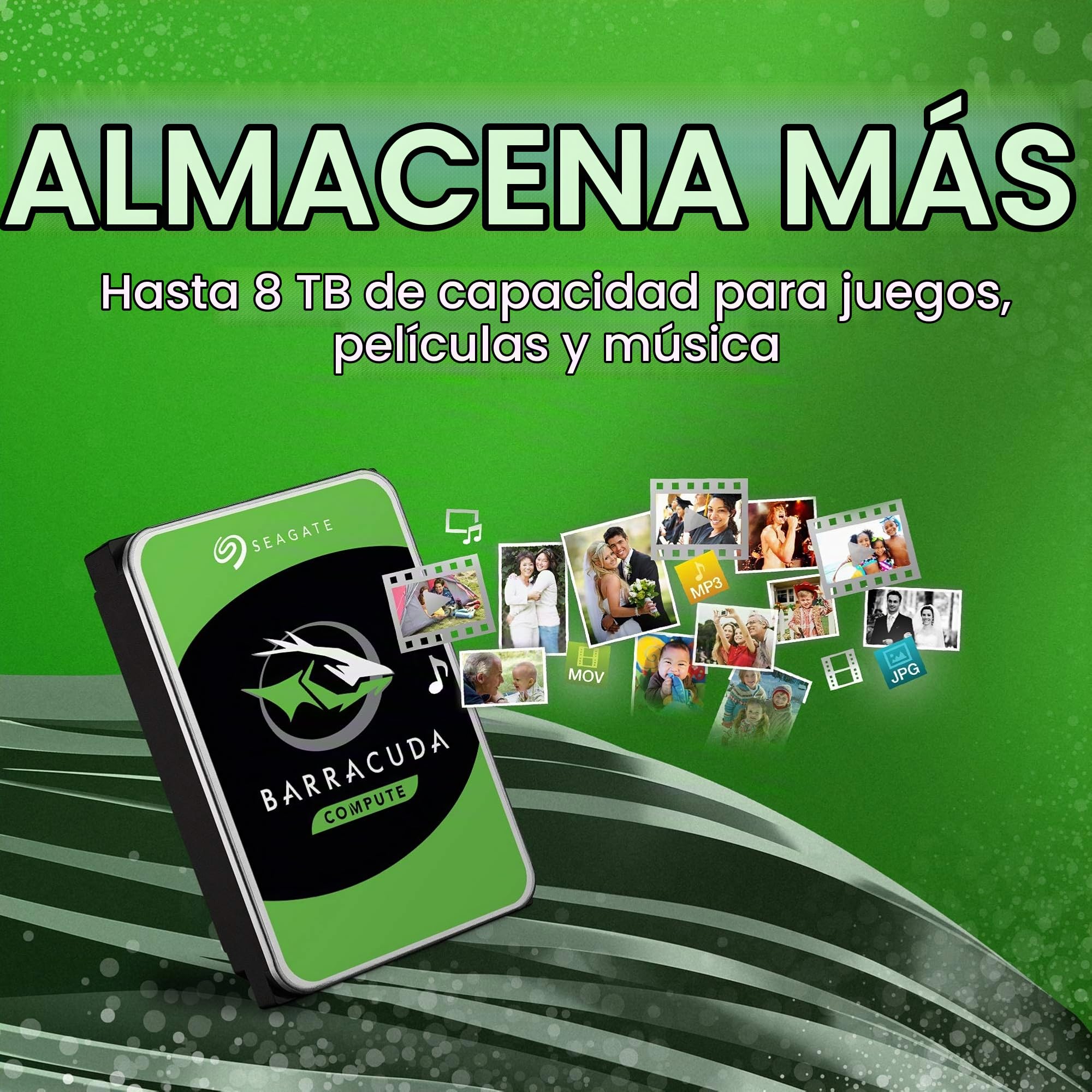 Seagate - Disco Duro Interno (6 GB/s, 256 MB de caché de 3,5" (ST8000DM004) (renovado) - Disco Duro mecánico de 8 TB
