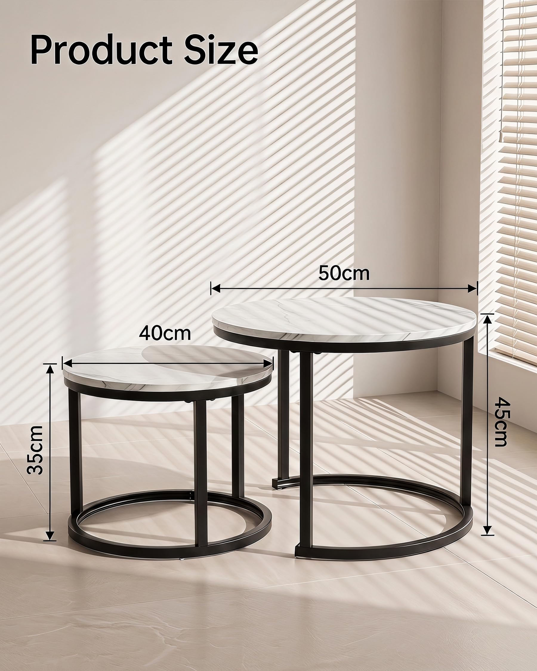 Runder Couchtisch Weiß Kleiner Beistelltisch Couch Marmor Optik 50cm