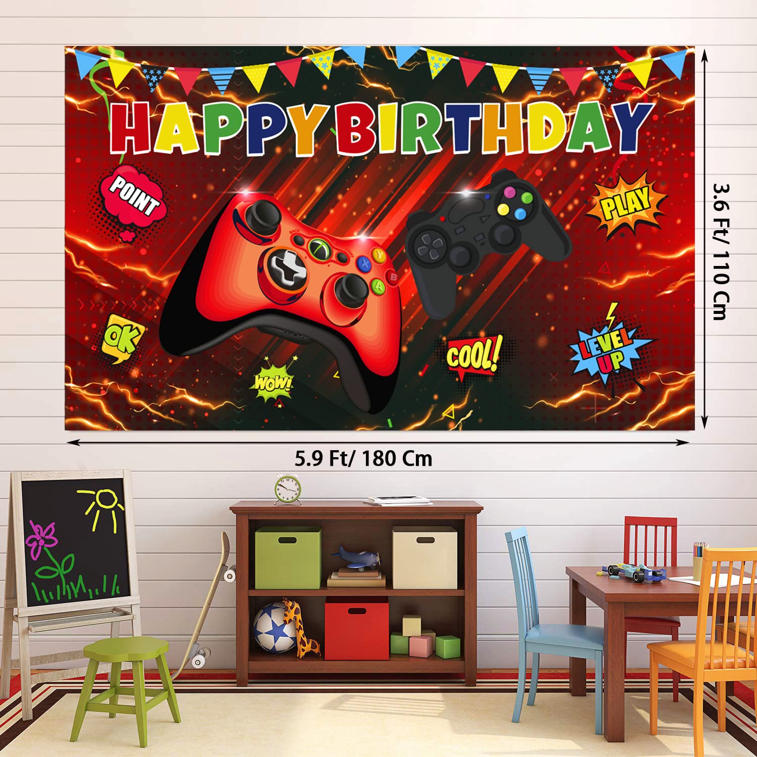 MEETINGU Gaming Birthday Banner – Videospiel-Partydekoration Für Jungen, Männer & Gamer