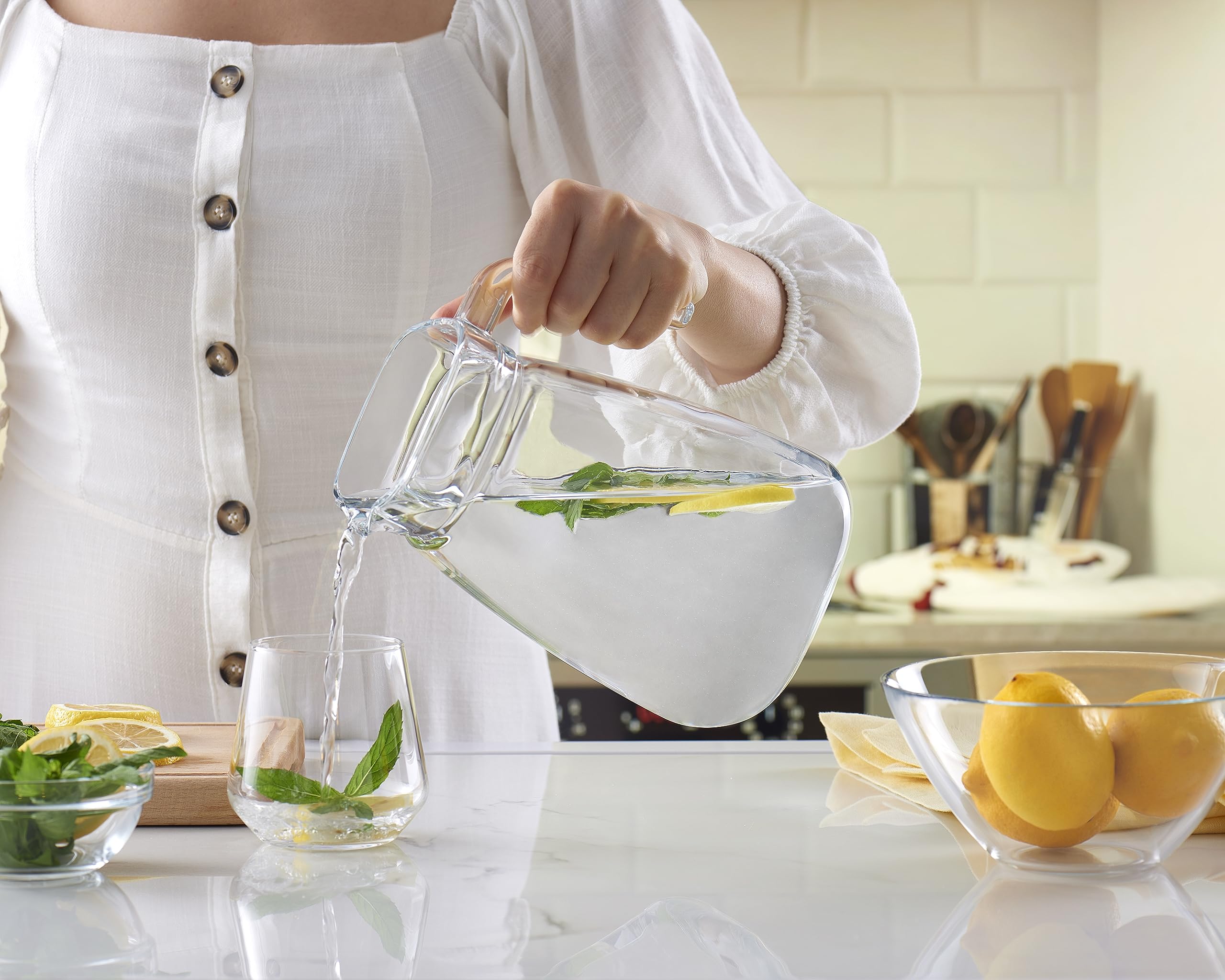 YYZIIOQ 68oz / 2000ml Clear Plastic Pitcher With Lid - BPA-Free, Shatter-Proof Fridge Jug For Drinks - View #11