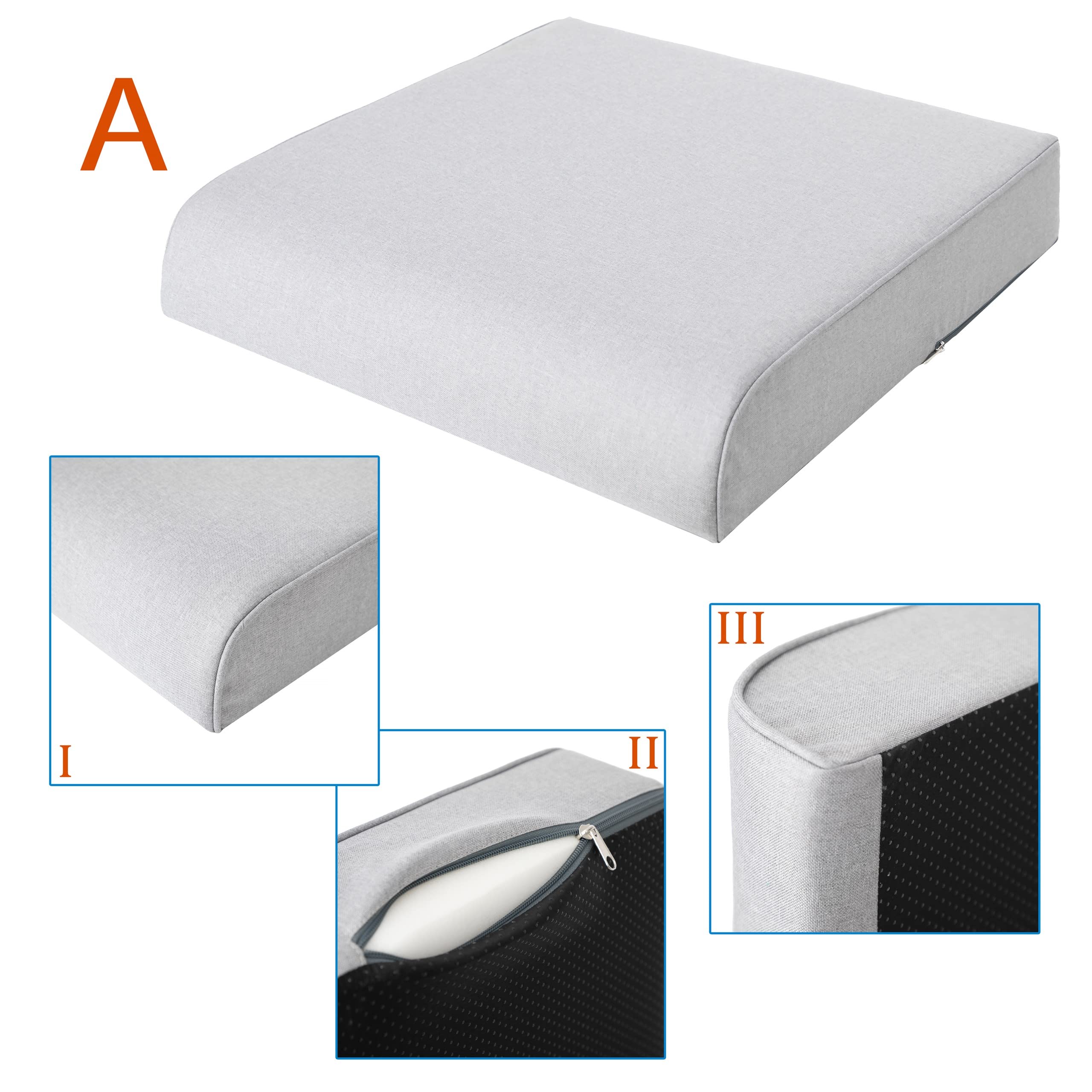 Cojin para Silla de Exterior - Cojín para Muebles de jardín con Respaldo - Cojin de Asiento 70x70 cm - Impermeables - Fresno