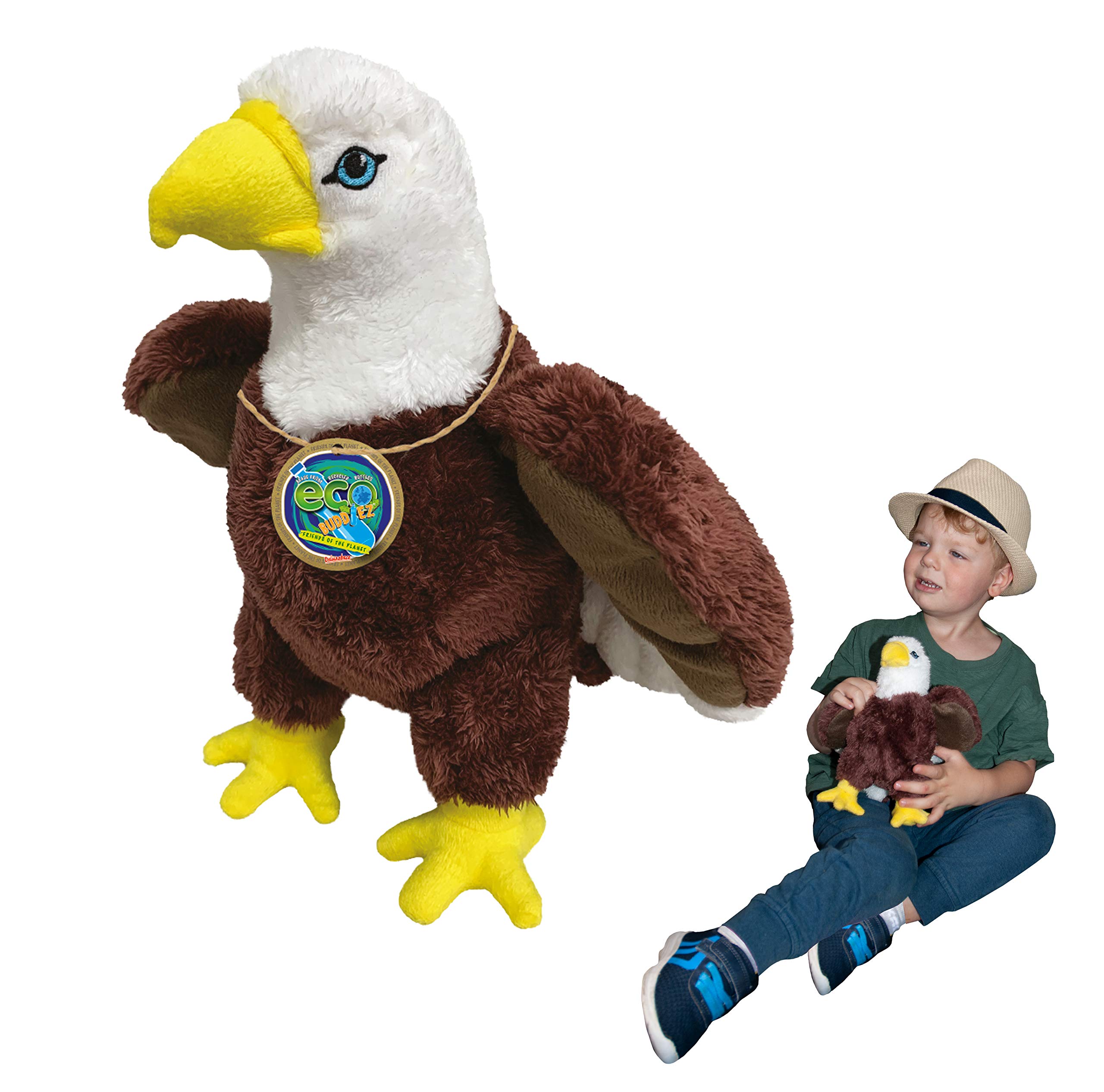 EcoBuddiezEagle from Deluxebase. Large 30cm Soft Plush Animals made from Recycled Plastic Bottles. Eco-Friendly Cuddly Gift for Kids and Cute Stuffed Animal Toy for Toddlers.