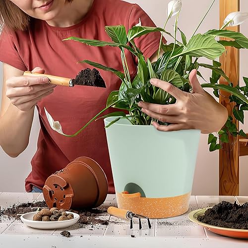 Miniatura 44 de GARDIFE 10/9/8 inch Plant pots, planters for Indoor Plants, self Watering Plant Pot, Flower pots, Black